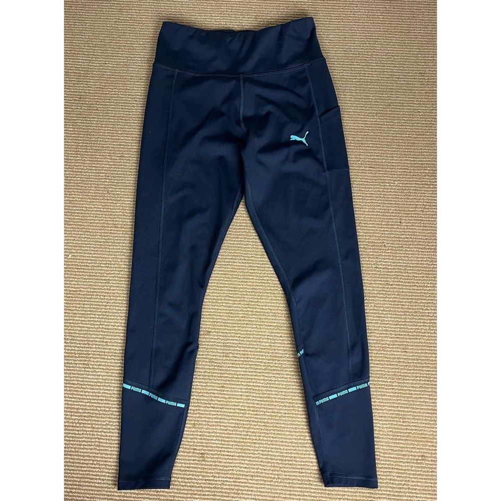 Puma Leggings Women Blue Stretch Waisted Skinny Size M Forever Leggings